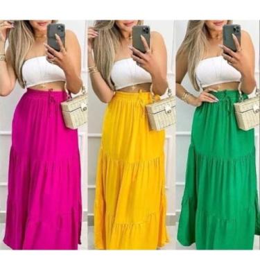 Imagem de Saia 3 Tres Marias Longa Femenina Modelo Soltinho em Tecido Viscolinho