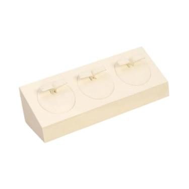 Imagem de YIJU Suporte de exibição de joias Suporte de exibição de brincos 3 posições Suporte de joias prático e moderno para showroom de loja Transmissão ao vivo, Bege