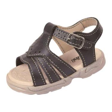 Imagem de Sandália Ortopédica Infantil Couro Menino 3 Tiras Preta - Raniel Calça