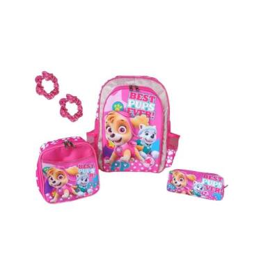 Imagem de Kit mochila costas infantil skye patrulha canina meninas escolar bolsa
