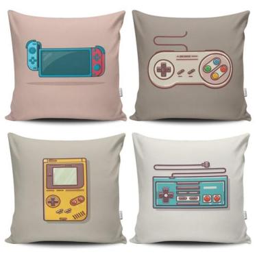 Imagem de Kit 4 Almofadas Estampadas com Silicone Premium 42cm x 42cm - Videogam