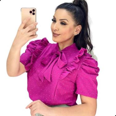 Imagem de Blusa Feminina Evangélica Social Babado Com Gola De Laço - LOOK MODAS 