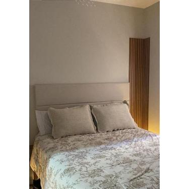 Imagem de Cabeceira Estofada Casal 2 Blocos Não é Segredo Linho Cru Mesclado 140