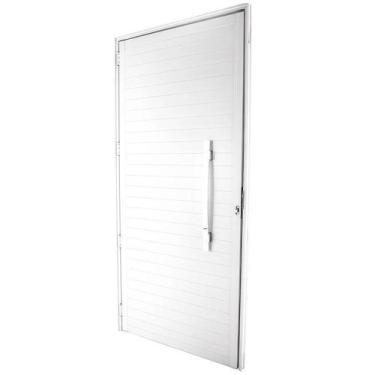 Imagem de Porta de Giro em Alumínio Lambri Branco Puxador Curvo 215x90x4 cm Dire