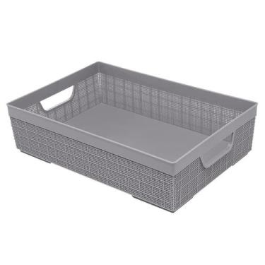 Imagem de Cesta Organizadora Retangular Juta 5,2 Litros - Jaguar, Cinza-claro
