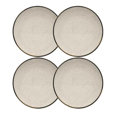 Imagem de Jogo de Pratos Cerâmica Sobremesa Kit 4pcs 20cm Oxford Rustico Unni Br