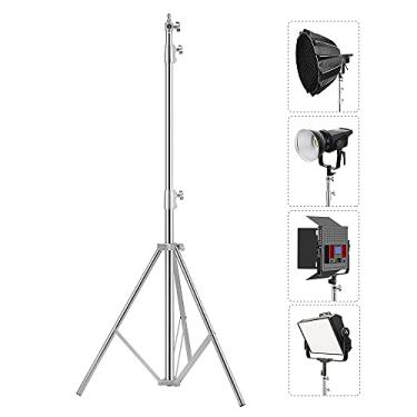 Imagem de Tripé de tripé de vídeo de fotografia de aço inoxidável, suporte de tripé resistente acolchoado com mola, 2,8 m, adaptador universal para estúdio de fotografia monolight refletor retrato