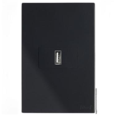 Imagem de Kit Entrada Usb 2.A Horizontal 4X2 Brs12325-0Bk - Blux Recta Black Sat