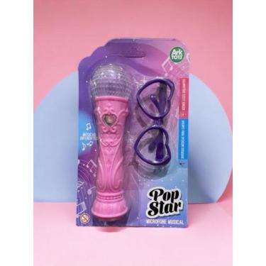 Imagem de Microfone Musical Infantil Pop Star com Luz + Óculos - Ark Toys