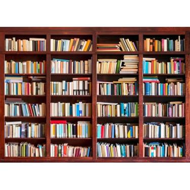 Imagem de DePhoto Estante de livros de 2,8 x 1,5 m, pano de fundo de biblioteca escolar, retro, estante, escritório, videoconferência, zoom, reunião, YouTube, cenário de vídeo, retrato, sessão de fotos,