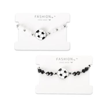 Imagem de YALLNASL Pulseiras combinando para melhores amigos bola de futebol amizade pulseira contas jogador de futebol presentes de aniversário para amantes de futebol presentes para irmã irmão fã de futebol