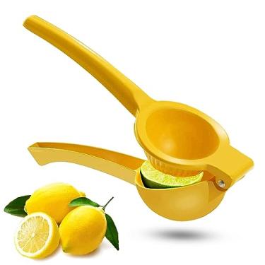 Imagem de Espremedor de limão de metal, espremedor de frutas cítricas, espremedor manual de limão, máquina de suco de limão, portátil e fácil de usar (amarelo)
