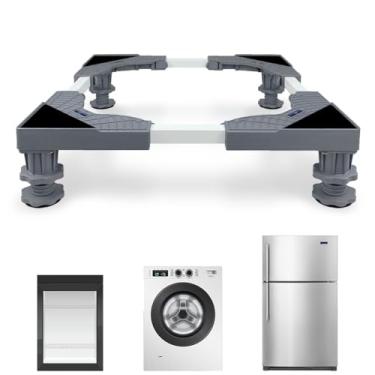 Imagem de KUPAO Mini Suporte Para Geladeira, Base Ajustável Universal Com 4 Pés Fortes, Pedestal Para Lavadora E Secadora Para Geladeira Pequena, Lavadora Ou Secadora Compacta Portátil, Cinza