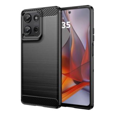 Imagem de Capas Compatível com Moto G75 5G,Resistente a riscos,Anti-impressão digital e proteção contra quedas.Botão de pressão flexível Proteção completa -Black