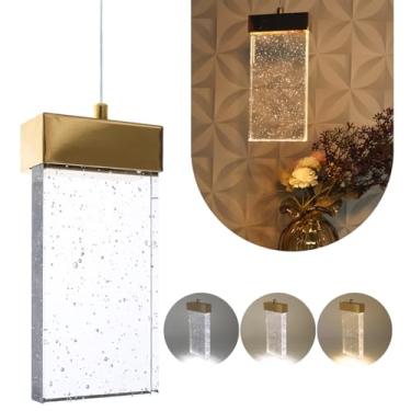 Imagem de Pendente Cristal Led 3 Cores Bolhas Retangular Pd08