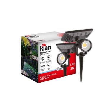 Imagem de Espeto LED Solar 2W 6,5K PT Kian Iluminação Sustentável para Ambientes