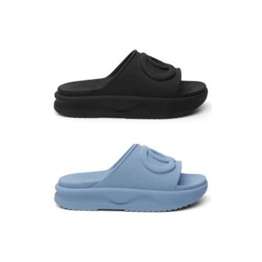 Imagem de Kit 2 Pares Chinelo Feminino Slide Papete Plataforma Confortavel - Rev