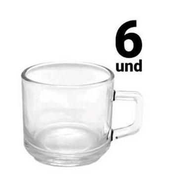 Imagem de Xícaras de vidro Café Chá sem Pires Peças 176ml - Em casa Tem Glass, 6