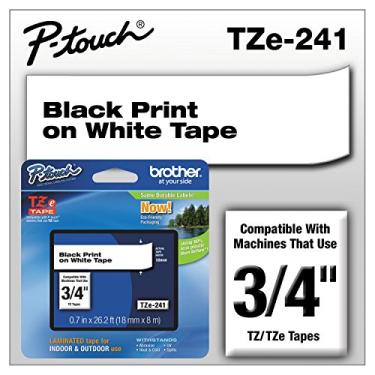 Imagem de Fita Rotuladora Brother TZE241EU 18mm x 8m Preto Sobre Branco Fita Rotuladora TZE241EU Brother