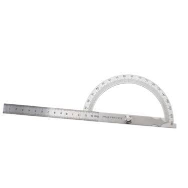 Imagem de Ioensy Medida do régua de transferidor de ângulo 0-180 graus multifuncionais para linhas radiais de desenho Escala de aço inoxidável resistente