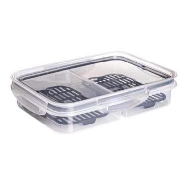 Imagem de Porta Frios Pote Com Trava Presunto Queijo Com Escorredor Transparente