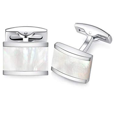 Imagem de Abotoaduras retangulares HONEY BEAR para presente de casamento masculino em aço