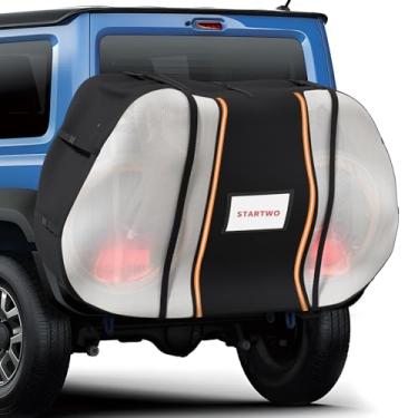 Imagem de STARTWO Bike Cover for Transport On Rack, Bicycle Cover Outdoor Storage Waterproof for Transport 1,2 Bikes on Car Rear, with Two Elastic straps and License Plate Window, Visible tail ligh