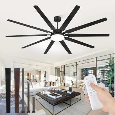Imagem de Fanbulous Ventiladores De Teto Industriais De 90 Polegadas Com Luzes, Ventilador De Teto Grande Com Motor Dc Silencioso, 10 Lâminas De Duas Cores Reversíveis, 3 Cct, 6 Velocidades, Preto Ventiladore