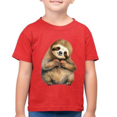 Imagem de Camiseta Algodão Infantil Bicho Preguiça Coração - Foca na Moda, Verme