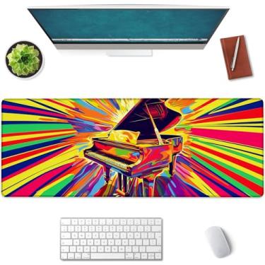 Imagem de Mounidso Mouse pad grande para piano elétrico, mouse pad para jogos, base de borracha antiderrapante, acessórios de escritório, tapete de mesa, mouse pads de música para escola, trabalho, decoração de