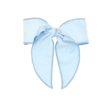 Imagem de Wee Ones Gravata borboleta de veludo cotelê para meninas com envoltório torcido e cauda caprichosa, média, azul milênio