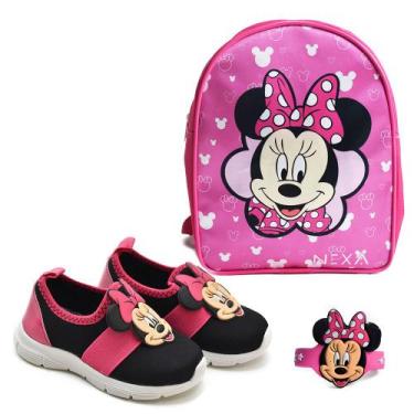 Imagem de Kit Tênis Meia E Mochila Nexa Infantil Feminino Calce Fácil, 20/21, Pr