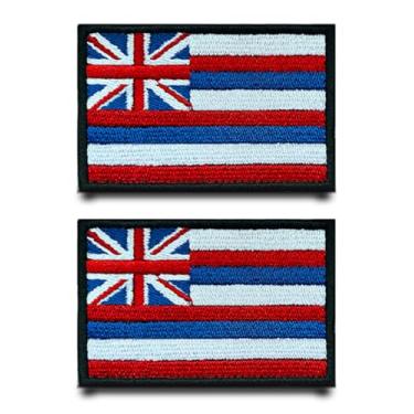 Imagem de 2 peças de adesivos de bandeira do estado do Havaí bordado tático emblema militar para jeans, bonés, bolsas, mochilas, colete, bolsas, jeans, chapéus