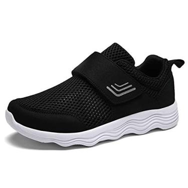 Imagem de LEADER SHOW Tênis masculino casual confortável para caminhada ultraleve antiderrapante com gancho e laço, Onda, preta, 42