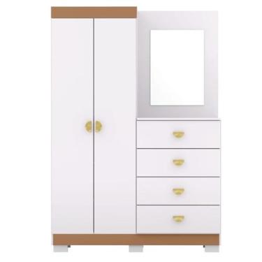Imagem de Comoda Roupeiro Espelho 120 cm 2 Portas 20034 Branco Camarim VLR - Mil