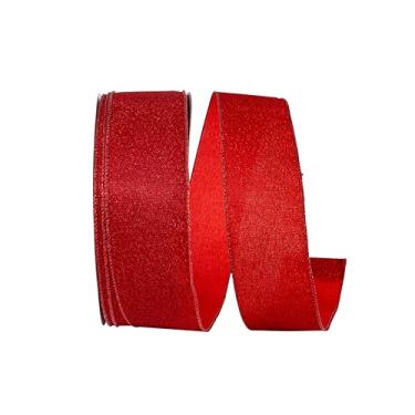 Imagem de Reliant Ribbon Fita de borda metálica brilhante brilhante com fio, vermelha