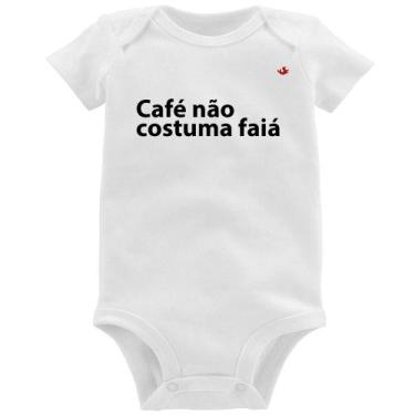 Imagem de Body Bebê Café não costuma faiá - Foca na Moda, Branco, P