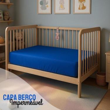 Imagem de Capa Para Colchão Berço Mini Cama Impermeável Com Zíper Azul - Miranda