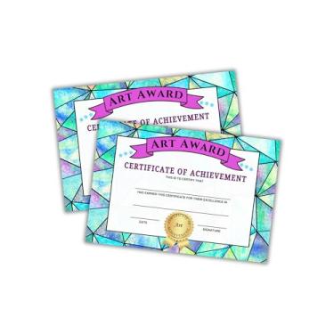 Imagem de Certificado de realização artística, pacote com 30, cartolina de 15 x 23 cm, premiada, desenho, pintura, excelência, certificado de artista primário