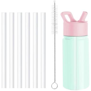 Imagem de Bubrike Canudos Rígidos Reutilizáveis de 8,4 cm, 6 Peças, de Polietileno, sem BPA, BPS e BPF, Adequado para Várias Ocorrências, Inclui Escova de Limpeza