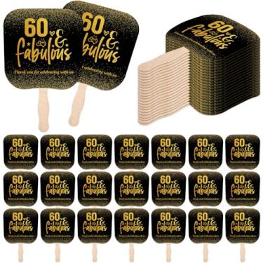 Imagem de Geelin 25 peças de lembrancinhas de festa de aniversário de 60 anos para convidados a granel Thank You Paper Fans com alça 60 presentes de lembrança de aniversário de aniversário 60 artigos temáticos