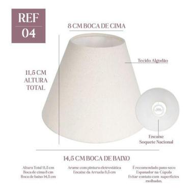 Imagem de Cúpula de Abajur 11X8X14cm Tecido Algodão Cor Bege Ref 04 - Tangerina 