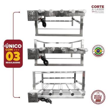 Imagem de Grill Giratório 5 Espetos De Inox Motor Removível Embutido - Issi Gril