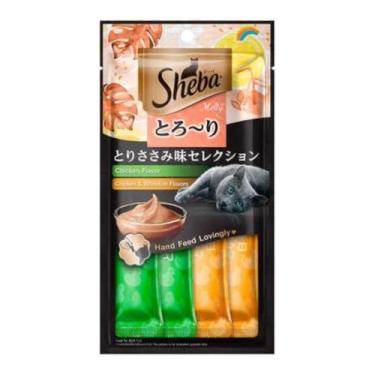 Imagem de Petisco Cremoso Sheba Frango e Frango Peixe Branco c/ 4 unidades para 