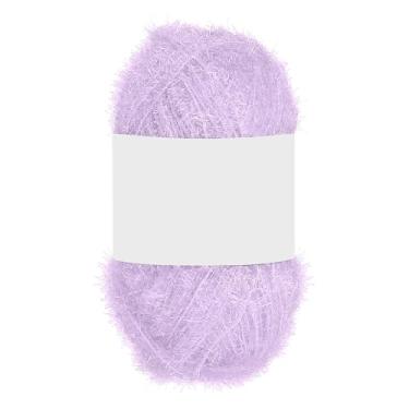 Imagem de PATIKIL 1 novelo de 100 metros, fio de poliéster brilhante Scrubbie vermelho coração de vidro para panos de prato crochê, tricô, cobertor, suéter, cachecol, chapéu, roxo claro