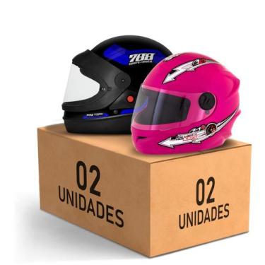 Imagem de Kit 2 Capacete Fechado Sport Moto 788 + Liberty 4 Kids Feminino Mascul
