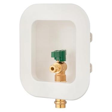 Imagem de (1 pacote) Lidertik 1/5.1 cm Press Connect Válvula de tomada de máquina de gelo pré-montada 1/10.2 cm caixa de parede de linha de água de geladeira embutida com válvula de desligamento LI-ZBQH-560-LK