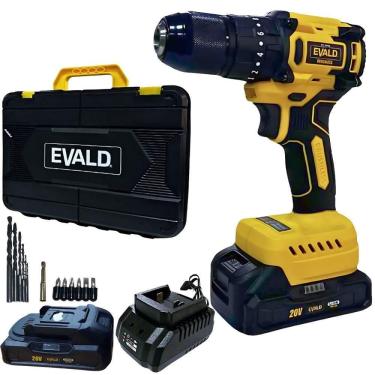 Imagem de Parafusadeira Furadeira Impacto 20V BRUSHLESS com 2 Baterias e Maleta Kit 13 Peças PFE-20EVIB EVALD