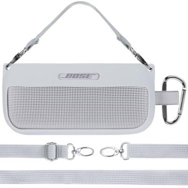 Imagem de Lebakort Capa de silicone compatível com alto-falante portátil Bose SoundLink Flex (capa branca)