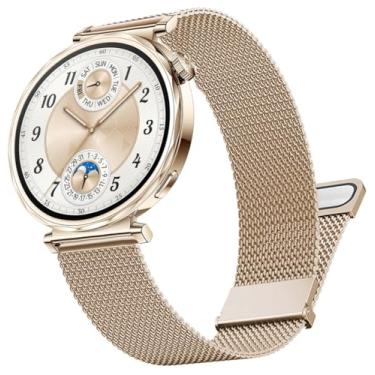 Imagem de DEALELE Pulseiras compatíveis com Huawei Watch GT5 Pro 42 mm / GT5 / GT4 41 mm / Garmin Venu 3S / Fossil Women's Gen 6, pulseira de malha magnética milanesa de aço inoxidável de 18 mm para mulheres e